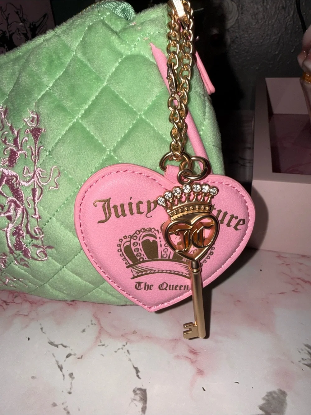 Juicy Couture “Once Upon A Time” Quilted Shoulder Bag with Pink Accents